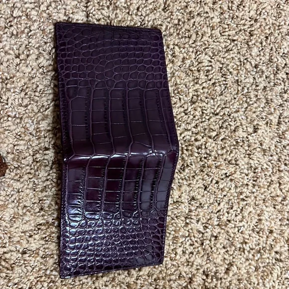 NWT Rare Ralph Lauren Purple Label Crocodile Skin Men Wallet Deep Purple - Picture 7 of 7